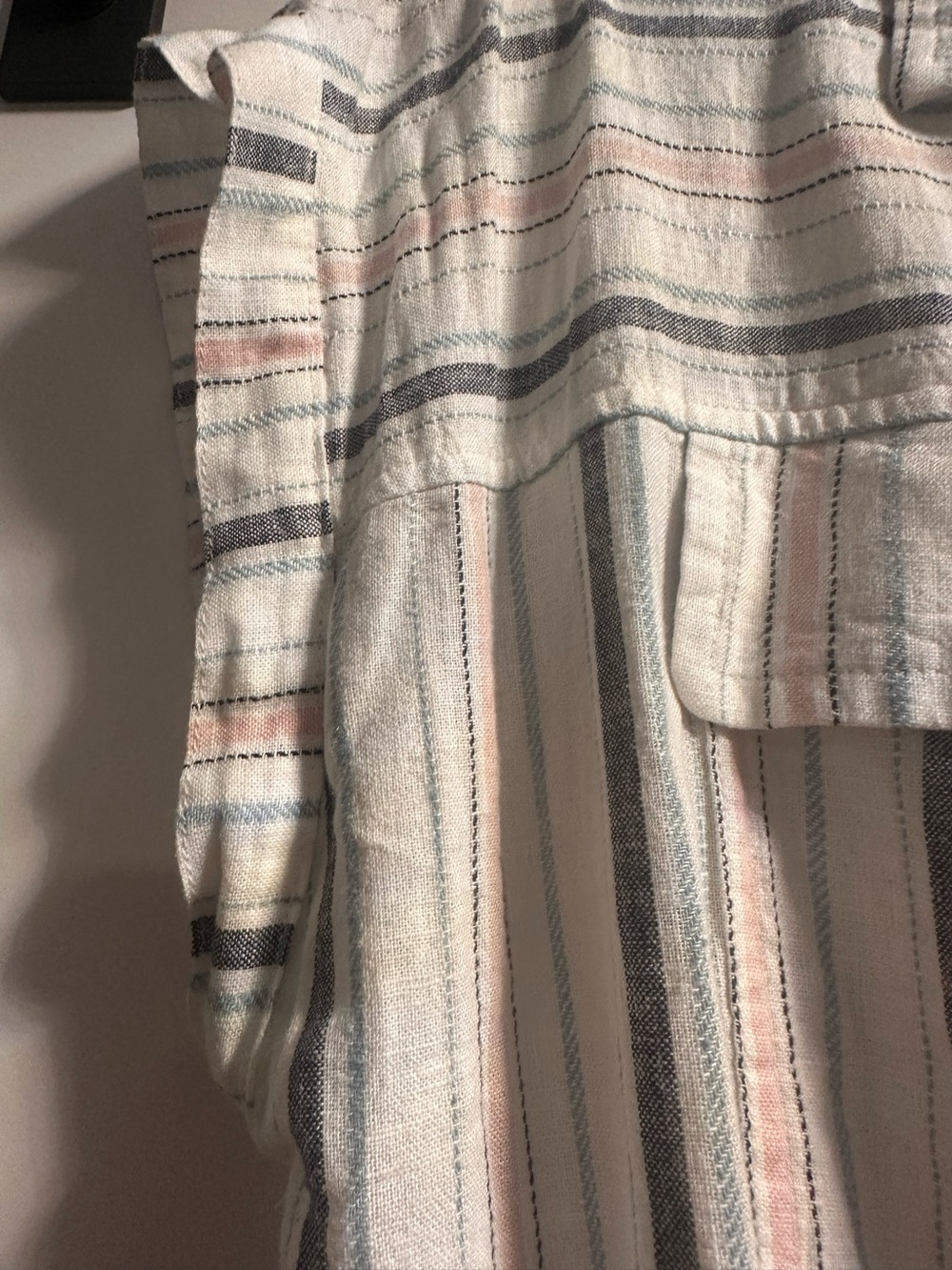 Time and Tru Large 12-14 Striped Linen Blend Midi Dress Button Down Drawstring - Picture 6 of 9